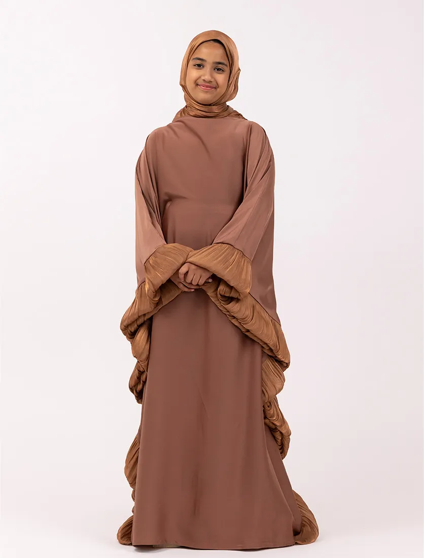 Rust Girls Organza Trim Kaftan
